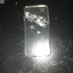 iPhone 6/6s clear case with silver stars HANDMADE